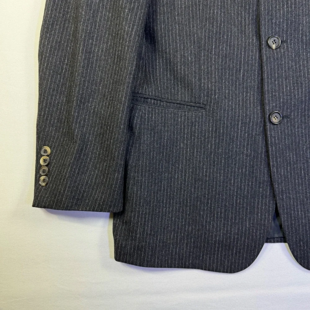 Hugo Boss Mens 38R Blazer Guabello Wool Cashmere Pinstripe Sport Coat Charcoal‎